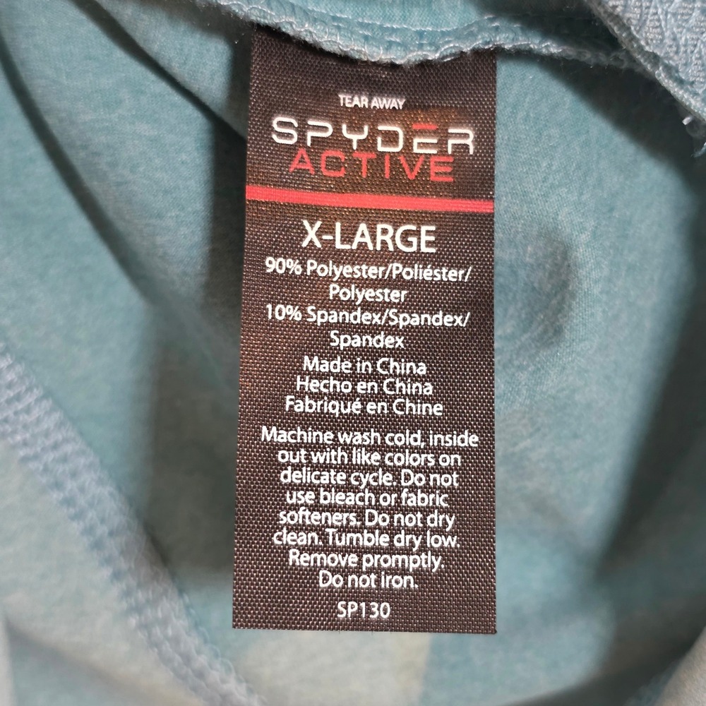 Spyder Active Shirt Womens Long Sleeve Pullover Top Sz XL Green Two Tone Stretch - Picture 10 of 13